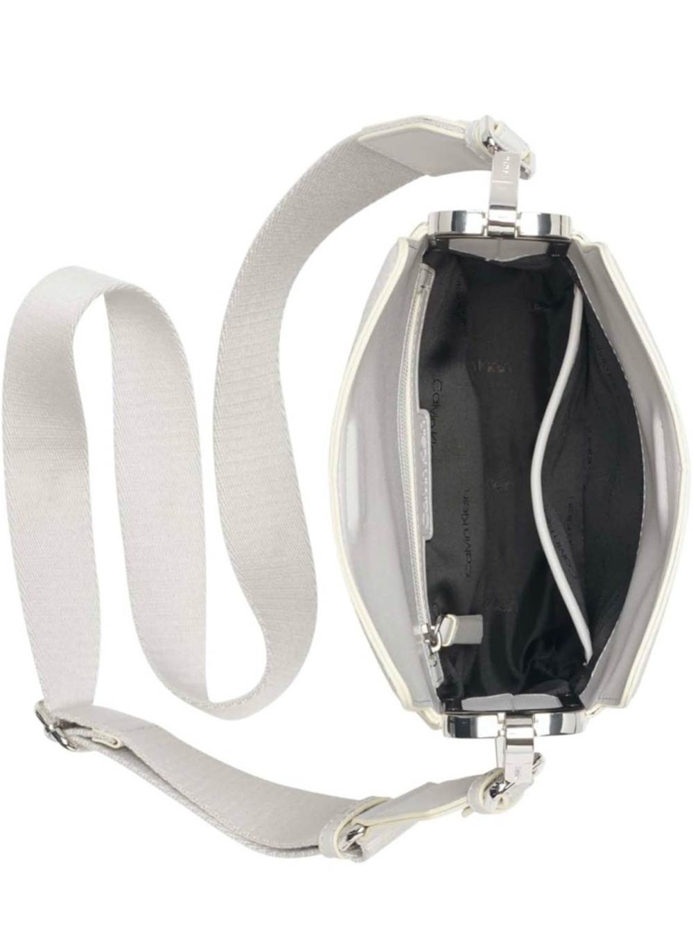 Calvin Klein Pebbled White Crossbody Bag with Adjustable Strap - Picture 3 of 4